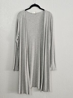 Rae Republic Lightweight Open-Front Ribbed Cardigan Womens Medium Gray